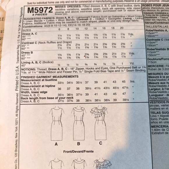 McCall's M5972 size EE 14-16-18-20 pattern only - Picture 2 of 3